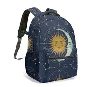 Mystic Sun Face Moon Phases Celestial - Mochila de 16 pulgadas, color blanco y negro, vintage, astrología, constelación, estrellas, cielo nocturno, mochila, 05., L, Casual