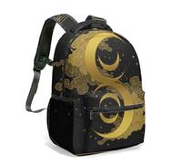 Mystic Sun Face Moon Phases Celestial - Mochila de 16 pulgadas, color blanco y negro, vintage, astrología, constelación, estrellas, cielo nocturno, mochila, 10, L, Casual