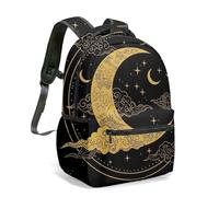 Mystic Sun Face Moon Phases Celestial - Mochila de 16 pulgadas, color blanco y negro, vintage, astrología, constelación, estrellas, cielo nocturno, mochila, 08., L, Casual