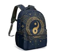 Mystic Sun Face Moon Phases Celestial - Mochila de 16 pulgadas, color blanco y negro, vintage, astrología, constelación, estrellas, cielo nocturno, mochila, 09., L, Casual