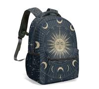 Mystic Sun Face Moon Phases Celestial - Mochila de 16 pulgadas, color blanco y negro, vintage, astrología, constelación, estrellas, cielo nocturno, mochila, 04., L, Casual