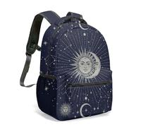 Mystic Sun Face Moon Phases Celestial - Mochila de 16 pulgadas, color blanco y negro, vintage, astrología, constelación, estrellas, cielo nocturno, mochila, 02., L, Casual