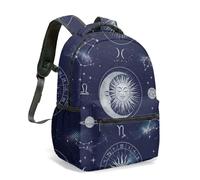 Mystic Sun Face Moon Phases Celestial - Mochila de 16 pulgadas, color blanco y negro, vintage, astrología, constelación, estrellas, cielo nocturno, mochila, 06., L, Casual