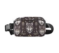 Mystic Wolves - Riñonera de moda con símbolos chamánicos para mujeres, hombres y adolescentes, resistente al agua, con correa ajustable para viajes, compras, correr, símbolos chamánicos de lobos