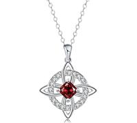 Mystical Birthstone Witches Knot Necklace, Silver Celtic Knot Pendant Necklace, Pagan Magic Wiccan Witchcraft Protection Jewelry for Women Wife Mom (B)