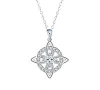 Mystical Birthstone Witches Knot Necklace, Silver Celtic Knot Pendant Necklace, Pagan Magic Wiccan Witchcraft Protection Jewelry for Women Wife Mom (A)