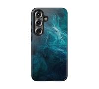 Mystical Blue and Teal Abstract Swirls - Carcasa rígida brillante compatible con Samsung Galaxy S25