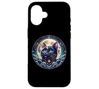 Mystical Cat Beneath a Radiant Full Moon Carcasa para iPhone 16