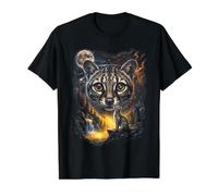 Mystical Civeta Luna Llena Wildlife Art Camiseta gráfica económica, Hombre, Negro, L