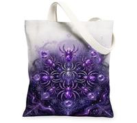 Mystical Crystal Spider Mandala Halloween Bolsa de lona de 13 x 15 pulgadas
