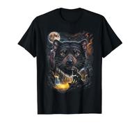 Mystical Diablo De Tasmania Luna Llena Art Camiseta gráfica económica, Hombre, Negro, S