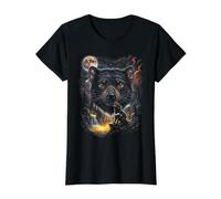Mystical Diablo De Tasmania Luna Llena Art Camiseta gráfica económica, Mujer, Negro, XS