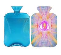 Mystical Eye - Botella de agua caliente con cubierta esponjosa de 2 l, botella de ojos de gran capacidad, bolsa de agua para noches acogedoras, alivio del dolor, espalda, cuello y hombros