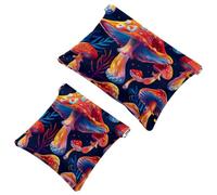 Mystical Forest - Neceser de bolsillo para cosméticos, impermeable, sin cremallera, cierre automático, mini estuche de viaje portátil para auriculares y joyas, 7,1 x 5,8 pulgadas / 4,7 x 4,5 pulgadas,