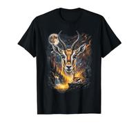 Mystical Gacela Luna Llena Safari Art Camiseta gráfica económica, Hombre, Negro, L
