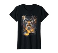 Mystical Gacela Luna Llena Safari Art Camiseta gráfica económica, Mujer, Negro, XS