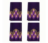 Mystical Glowing Candles Decor Dripping 4 Pcs Kitchen Towels 16x24Inch