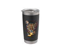Mystical Jaguar Luna Llena Jungle Art Vaso térmico de acero inoxidable de doble pared