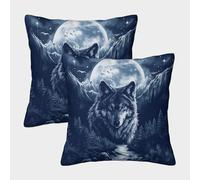 Mystical lunalight Fundas De Almohada Lobo Cojines Decorativos Impresos En 3D,para Sofá Cama 45x45cm 2 Paquetes