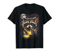 Mystical Mapache Luna Llena Woodland Art Camiseta gráfica económica, Hombre, Negro, XL