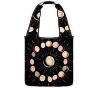 Mystical Moon in Art Space - Bolsa de lona con fondo de astrología, tamaño mediano, reutilizable, para mujeres, profesores, enfermeras, Multicolor 06, 14.1x14.9in/36x38cm