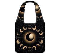 Mystical Moon in Art Space - Bolsa de lona con fondo de astrología, tamaño mediano, reutilizable, para mujeres, profesores, enfermeras, Multicolor 02, 14.1x14.9in/36x38cm