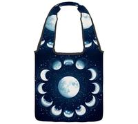 Mystical Moon in Art Space - Bolsa de lona con fondo de astrología, tamaño mediano, reutilizable, para mujeres, profesores, enfermeras, Multicolor 04, 14.1x14.9in/36x38cm