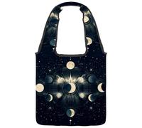 Mystical Moon in Art Space - Bolsa de lona con fondo de astrología, tamaño mediano, reutilizable, para mujeres, profesores, enfermeras, Multicolor 03, 14.1x14.9in/36x38cm
