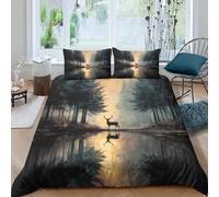 Mystical Nature Funda Edredon Microfibra Suave 3 Piezas Estampado 3D Cremallera Oculta Místico Naturaleza Funda de Edredón con Funda de Almohada Transpirable Lavables for niña Double（200x200cm）