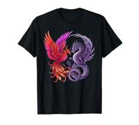 Mystical Phoenix and Dragon Swirl Yin Yang Design Men Women Camiseta