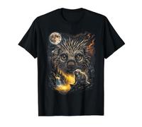Mystical Puercoespín Luna Llena Nature Art Camiseta gráfica económica, Hombre, Negro, M