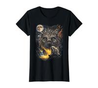 Mystical Puercoespín Luna Llena Nature Art Camiseta gráfica económica, Mujer, Negro, S