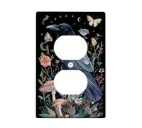 Mystical Raven - Placa de cubierta para interruptor de luz, diseño floral oscuro para decoración del hogar, placas de pared termoplásticas, toma dúplex individual de tamaño estándar