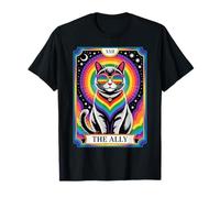Mystical Tarot Rainbow Cat El Aliado Orgullo LGBTQ Apoyo Gay Camiseta