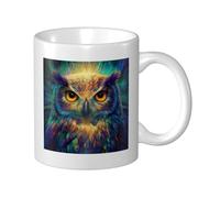 Mystical - Taza de cerámica con diseño de cabeza de búho potente, elegante taza de café, taza de agua para el hogar y la oficina, 325 ml