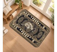 Mystical Tiger and Moon Phase - Alfombra bohemia de 2 x 3 | Fases lunares celestiales, alfombra de pasillo, bordes florales intrincados, arte místico de vida silvestre