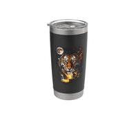 Mystical Tigre Luna Llena Jungle Nature Art Vaso térmico de acero inoxidable de doble pared