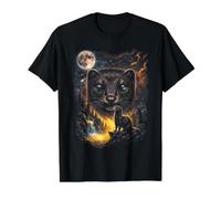 Mystical Visón Luna Llena Woodland Art Camiseta gráfica económica, Hombre, Negro, XL
