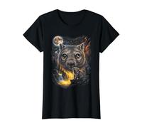 Mystical Wombat Luna Llena Nature Art Camiseta gráfica económica, Mujer, Negro, M