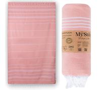 MyStilo Toalla de hammam de algodón 100% reciclado, sostenible y natural, toalla de sauna, toalla de playa, toalla de ducha, toalla de baño, toalla de yoga, color azul petróleo, 100 x 200 cm sultán