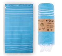 MyStilo Toalla de hammam de algodón 100% reciclado, sostenible y natural, toalla de sauna, toalla de playa, toalla de ducha, toalla de baño, toalla de yoga, color azul petróleo, 100 x 200 cm sultán