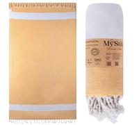 MyStilo Toalla de playa XXL - Toalla de baño suave y gruesa 100 x 200 cm, secado rápido, toalla de hammam premium con patrón de diamantes para hombres, mujeres (amarillo mostaza)