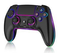 MYSTILUCK Controlador inalámbrico para PS-5/PC/MAC/iOS/Android/Steam Deck, Gamepad con 7 luces RGB de colores variables/Joystick y disparador de efecto Hall/Vibración dual/Turbo/Programable/Touchpad