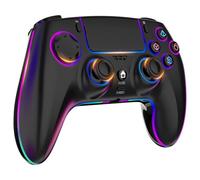 MYSTILUCK Mando Inalámbrico para PS4/PS3/Pro/PC/MAC/iOS/Android/Steam Deck, Gamepad con iluminación RGB 7 Colore/Joystick Effect Hall/Doble Vibración/Turbo/Conector para Auriculares/Batería 1500 mAh