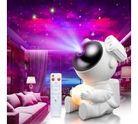 MYSTILUCK Proyector Estrellas Astronauta Proyecto Galaxy con Lámpara Lunar, Luz Nocturna LED para Dormitorio con Temporizador y Mando a Distancia, Regalo para Niños y Adultos