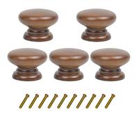 Mysummer Paquete de 5 tiradores redondos de madera para cajones de cocina con acabado de nogal, accesorios para armarios de cocina, muebles, aparadores, armarios, cajones, pomos de 33 x 25 mm (DiaxH)