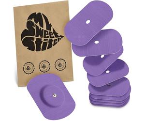 MySweetStitch - 10 x Parche FreeStyle Libre 1 & 2 Oval con agujero de ventilación, Overpatch Ø 70 x 55 mm, protector sensor, parches sensor, impermeable, transpirable, suave para la piel, Morado