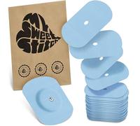 MySweetStitch - 25 x Parche FreeStyle Libre 1 & 2 Oval con agujero de ventilación, Overpatch Ø 70 x 55 mm, protector sensor, parches sensor, impermeable, transpirable, suave para la piel, Azul Hielo
