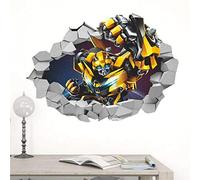 MYTAO Cartoon 3D Bumblebee Transformers Decal Break Etiqueta De La Pared Kids Room Decor Pvc