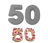MytaYt 2 moldes gruesos de silicona con 50 números grandes para cumpleaños de 10 pulgadas, 25 cm, para hacer tartas de cumpleaños extragrandes